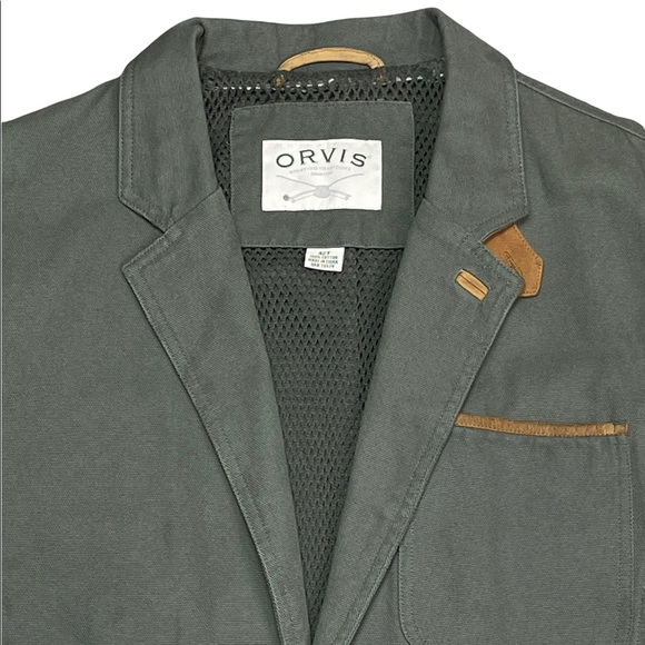 Vintage ORVIS Safari Jacket Hunting Coat SAGE GREEN Elbow Patch Men’s 42 TALL - Picture 4 of 10
